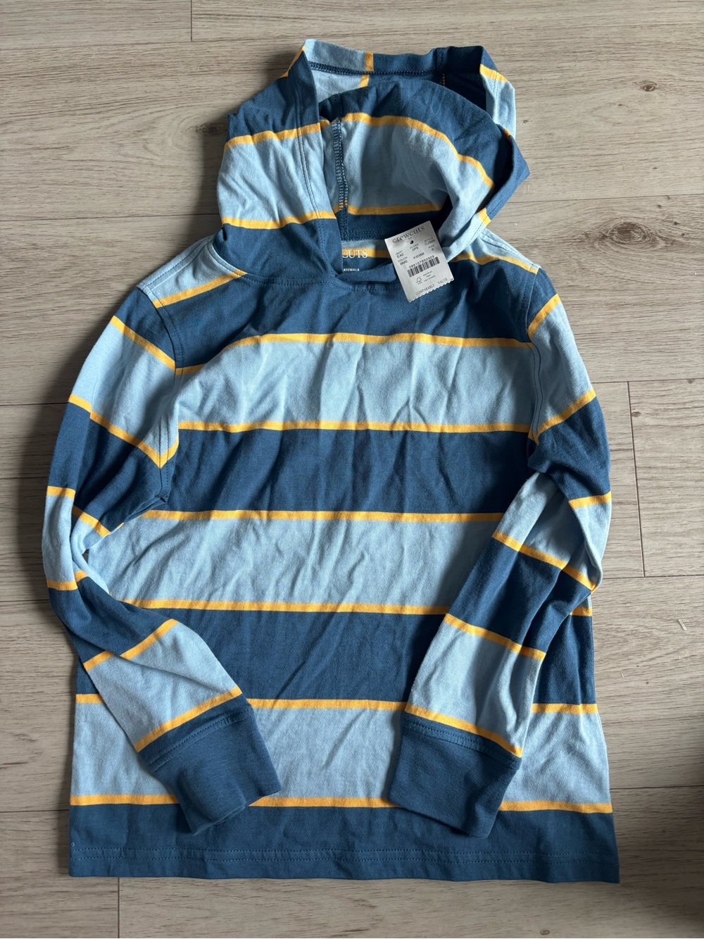J.crew Crewcuts Boys' striped jersey hooded tee NWT size youth small 6-7